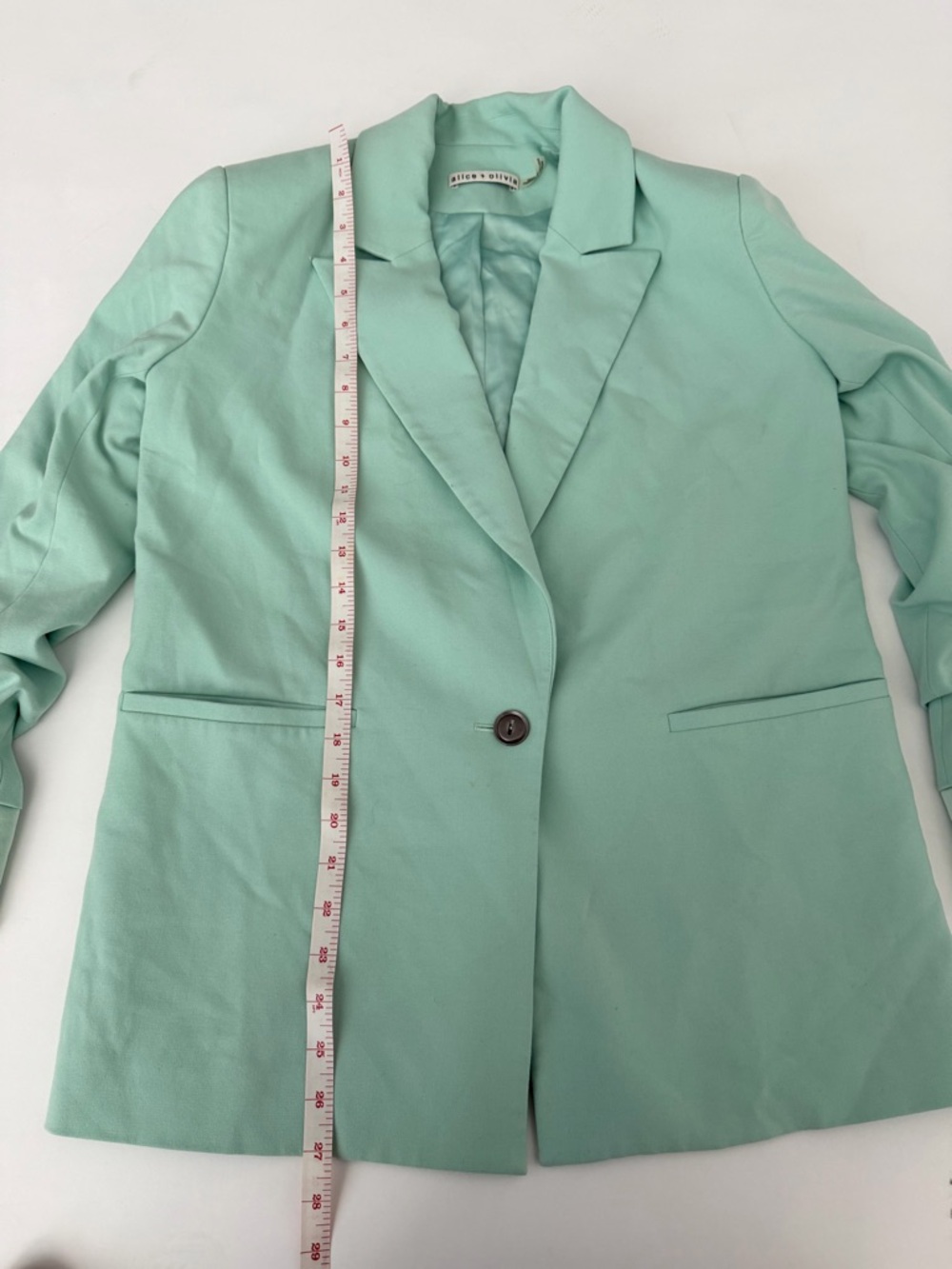 Alice + Olivia Mint Green Women's Oversized Blazer Jacket with rushed sleeves XS - Picture 5 of 12